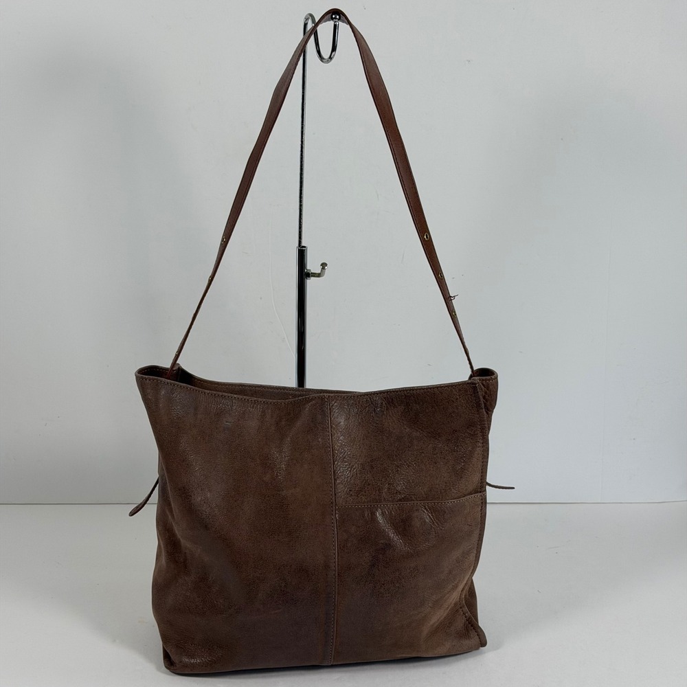 HOBO Distressed Brown Leather Tote Shoulder Bag Large Slouchy Adjustable Strap